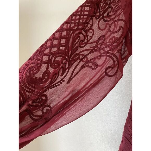 Anthropologie - Wine-Colored Anthropologie Lace Mini Dress by Not So size 6 - Picture 4 of 8